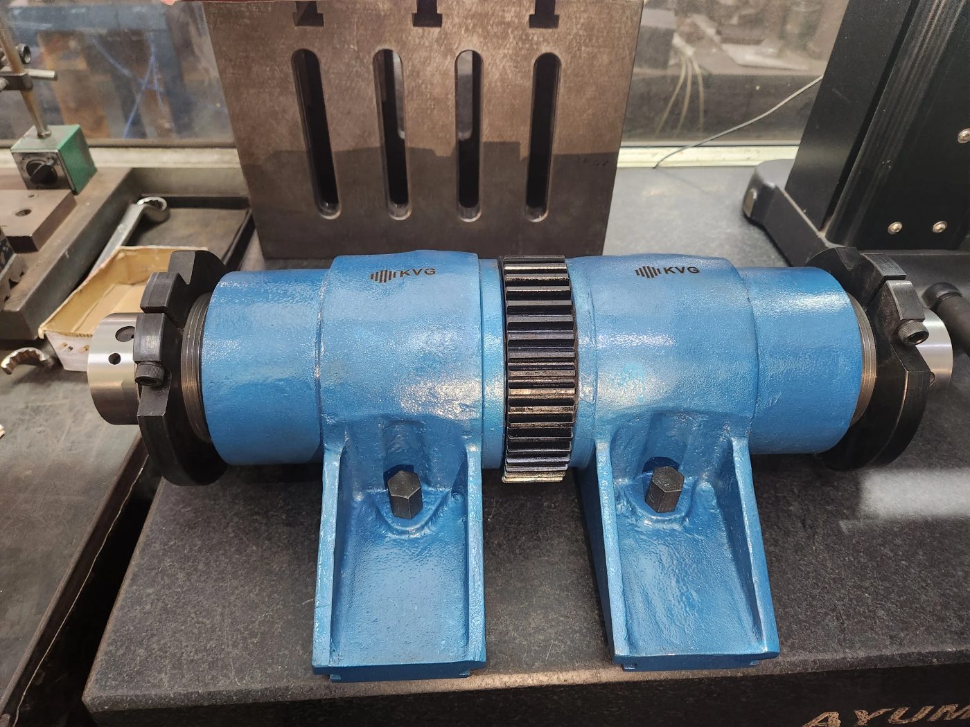 Neckring arm bodies set up in a machine at the KVG works